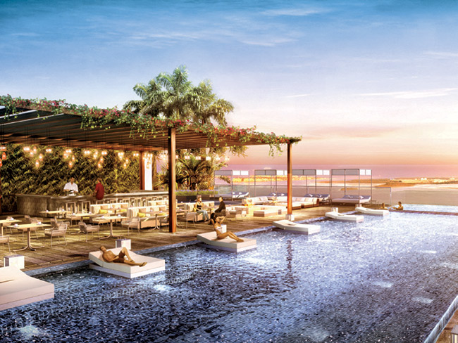 The rooftop at 1010 Brickell will include a pool, restaurant, and outdoor movie theater.