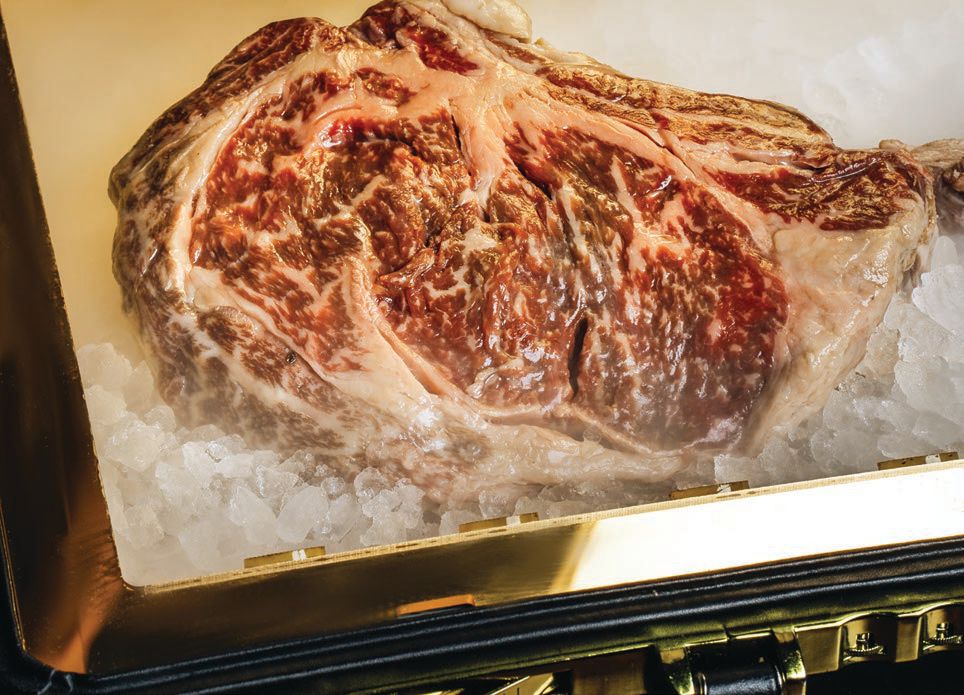 A close-up of the premium cut of wagyu beef featured in The Beefcase.
