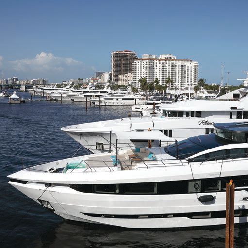 Yachts at FLIBS. PHOTO COURTESY OF: FORT LAUDERDALE INTERNATIONAL BOAT SHOW