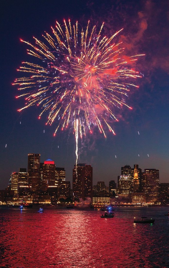 Fireworks over the harbor in Nantucket PHOTO COURTESY OF MATTHEW LANDERS/UNSPLAH