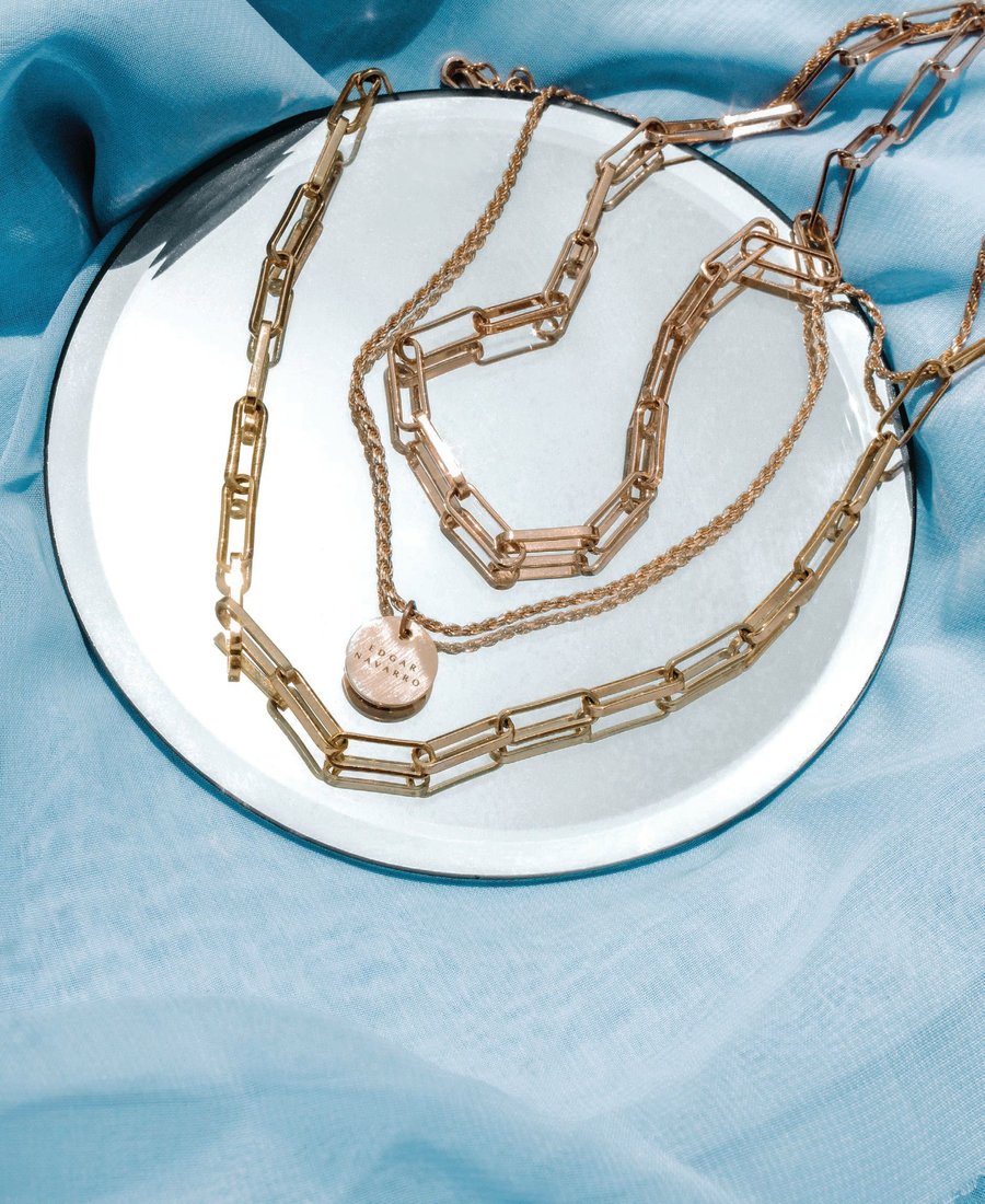 Three-layer gold chain necklaces from Edgar Navarro PHOTO COURTESY OF NAVARRO