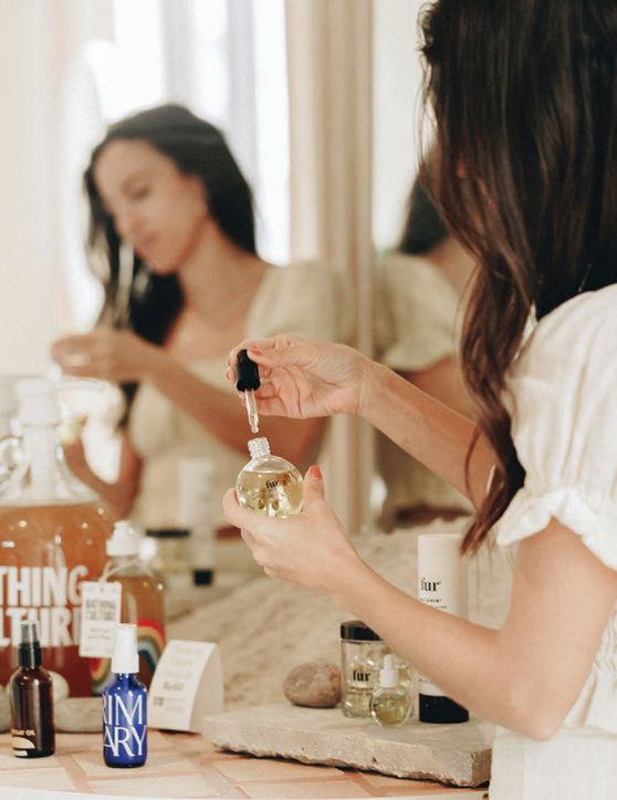 Founder Valentina Hernandez indulging in some of her favorite skincare essentials. PHOTO COURTESY OF SANA SKIN STUDIO