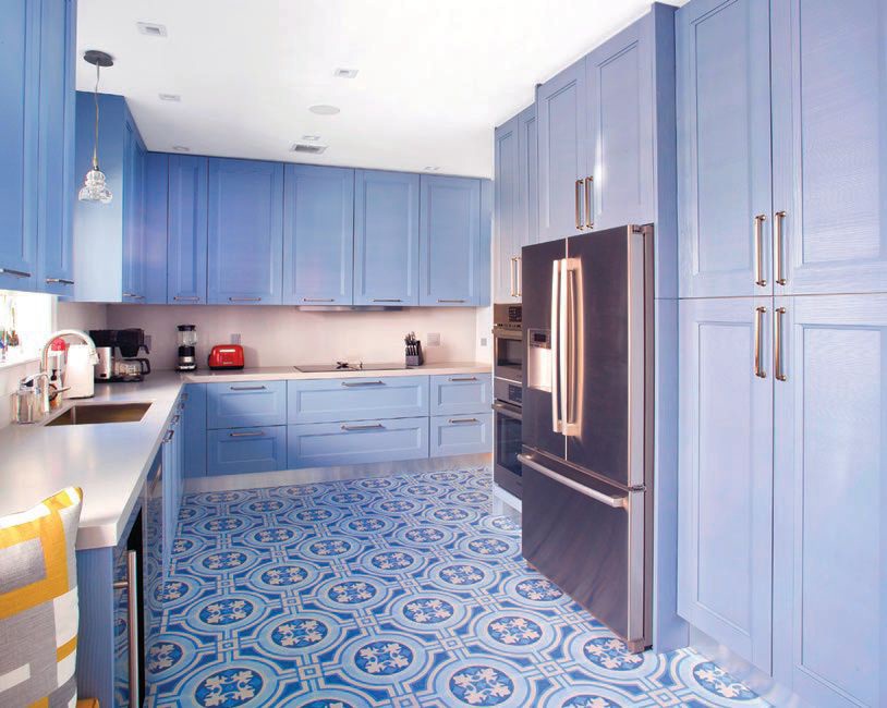 Colorful Blue Tinted Kitchen PHOTO Courtesy of ITALKRAFT