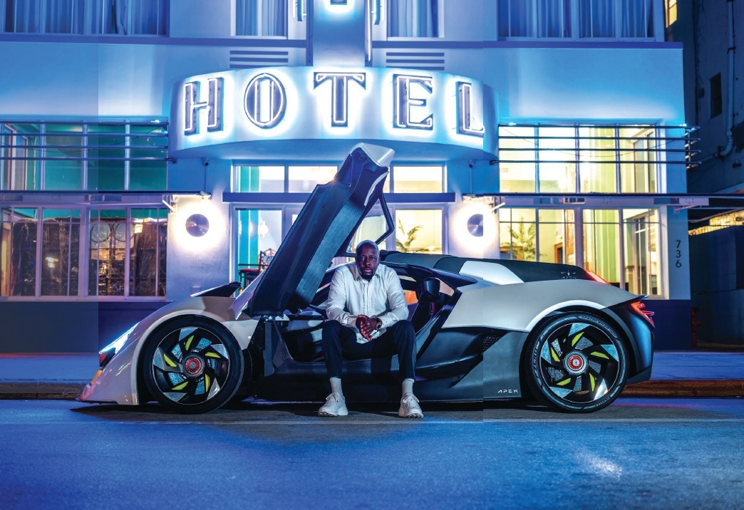 Wyclef Jean launches Attuck Apex, an electric supercar made in Miami. PHOTO COURTESY REVVING PIXEL